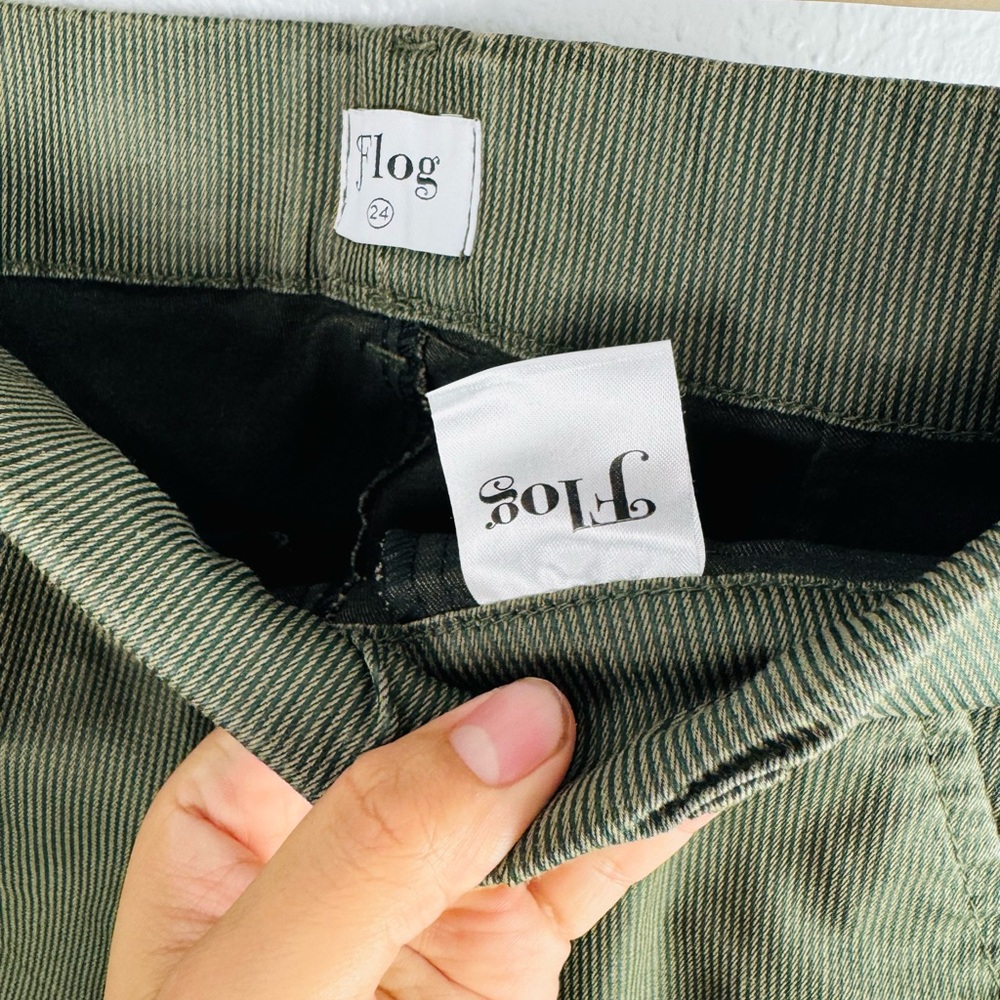 Bevy Flog Dafna Green stripe Pants size 24 - Picture 6 of 7